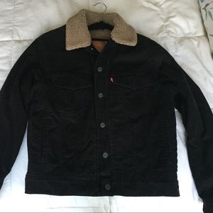 LEVIS corduroy black jacket with shearling collar